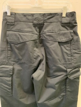 TRU-SPEC, Black, Poly/Cotton, Solid, Tactical Swat Pants, Elastic Side Waistband, Belt Loops, .Zip Fly, 6 Pckts, 2 Cargo Pckts