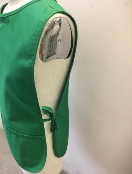 DAY STAR, Green, Poly/Cotton, Solid, Twill, Pullover, Scoop Neck, 2 Pockets/Compartments at Hips, Open Sides with Self Ties, Multiples