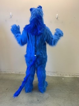 MTO, Blue, Synthetic, Solid, "Grateful Dead" Bear-Panther, Plush Furry Body, Long Sleeves, Full Legs with Stirrups at Leg Openings, Velcro Closure at Center Back. Wired "Tail" in Back (There are Other Bear-Panthers in Yellow, Green and Pink in Stock), Cat