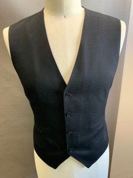 Mens, Suit, Vest, ANTICA SARTORIA, Black, Wool, Solid, 42, Button Front, Belted Tab Back, 2 Pockets, Vest