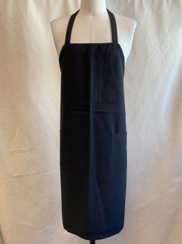 SPUN BY BALTIC, Black, Poly/Cotton, Solid, Full Apron, 3 Pockets, Self Tie