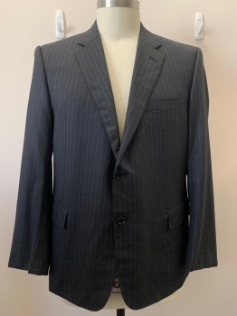 Mens, Sportcoat/Blazer, DANIEL CREMIEUX, Charcoal Gray, Gray, Wool, Stripes - Pin, 46, 2 Buttons, Single Breasted, Notched Lapel, 3 Pockets,