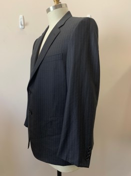 Mens, Sportcoat/Blazer, DANIEL CREMIEUX, Charcoal Gray, Gray, Wool, Stripes - Pin, 46, 2 Buttons, Single Breasted, Notched Lapel, 3 Pockets,