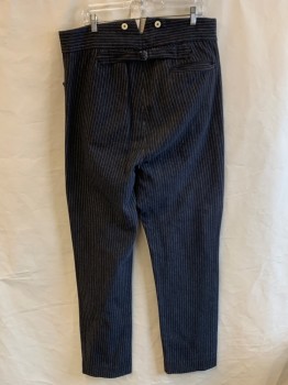 NL, Charcoal Gray, Beige, Cotton, Stripes, Button Front, F.F, 3 Pockets, Suspender Buttons, Back Half Belt, 1 Pocket