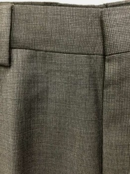 Mens, Suit, Pants, HUGO BOSS, Gray, Dk Gray, Wool, Speckled, Ins:31, W:32, Gray/Black Microcheck/Speck, Flat Front, Zip Fly, 4 Pockets, Straight Leg