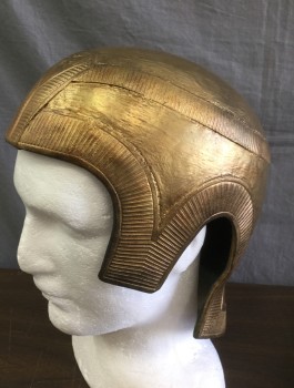 Unisex, Historical Fiction Headpiece, N/L MTO, Gold, Fiberglass, Faux Metal Look, Eagle/Bird Detail Embossed at Center Front Above Face Opening, Egyptian Made To Order Helmet
