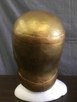 N/L MTO, Gold, Fiberglass, Faux Metal Look, Eagle/Bird Detail Embossed at Center Front Above Face Opening, Egyptian Made To Order Helmet