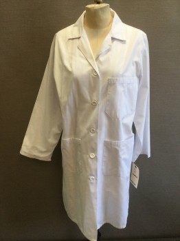 PREMIUM, White, Poly/Cotton, Solid, 5 Buttons, 3 Pockets, Notched Lapel, Womens,