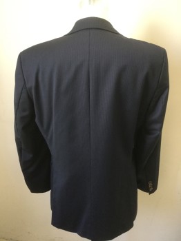BOSS, Navy Blue, Lt Gray, Wool, Stripes - Pin, Single Breasted, 2 Buttons,  Notched Lapel,