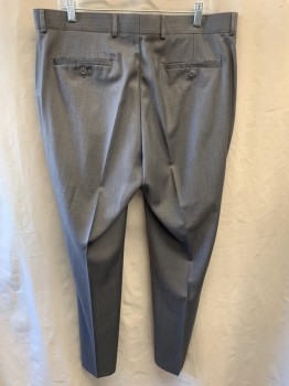 Mens, Suit, Pants, KENNETH COLE, Gray, White, Polyester, Rayon, 2 Color Weave, 31, 38/, Side Pockets, Zip Front, Flat Front
