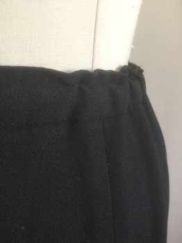 N/L MTO, Black, Wool, Solid, 1" Wide Waistband, Drawstring Waist, Floor Length, Made To Order