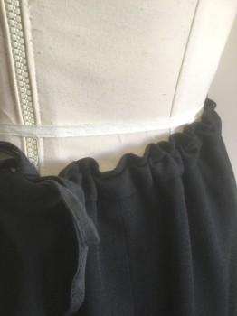 N/L MTO, Black, Wool, Solid, 1" Wide Waistband, Drawstring Waist, Floor Length, Made To Order