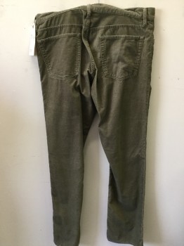 GAP, Olive Green, Cotton, Solid, 5 Pockets, Corduroy,