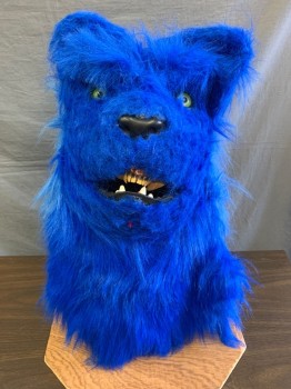 Unisex, Walkabout, MTO, Blue, Synthetic, Solid, Panther Head, Faux Fur, Mouth Opens a Little,