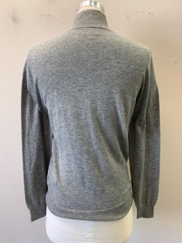 J. Crew, Gray, Cashmere, Heathered, L/S, High Neck with Zipper