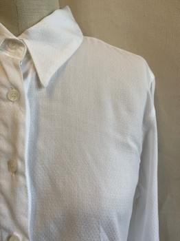 Womens, Blouse, HARVE BENARD, White, Cotton, Solid, M, C.A., Button Front, L/S, French Cuffs *Small Stain on Left Side Collar*