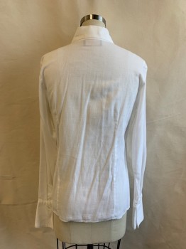 Womens, Blouse, HARVE BENARD, White, Cotton, Solid, M, C.A., Button Front, L/S, French Cuffs *Small Stain on Left Side Collar*