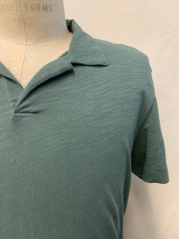 THEORY, Sage Green, Cotton, Heathered, S/S, Collar Attached ,