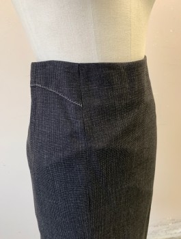Womens, Suit, Skirt, REBECCA TAYLOR, Charcoal Gray, Gray, Wool, Lycra, Birds Eye Weave, Sz.4, Pencil Skirt, Knee Length, Zig Zag Stitching at Hips, Pleated at Center Back Hem