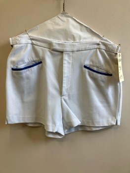 N/L, White, Solid, F.F, Zip Front, 3 Pckts With Blue Trim