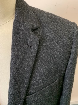 Mens, Sportcoat/Blazer, J CREW, Charcoal Gray, Wool, Heathered, 42L, Single Breasted, 2 Buttons, Notched Lapel, 4 Pockets, 2 Back Vents, Gabardine,
