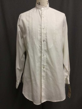 Mens, Historical Fiction Shirt, Ivory White, Linen, 34/35, 16, Button Front, Collar Band, Long Sleeves, Old West