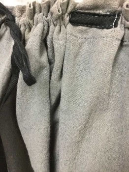 N/L, Graphite Gray, Cotton, Solid, Pilled Fabric, Elastic & Drawstring Waist, Floor Length, Faded In Some Spots, Overall Aged Look, Made To Order,