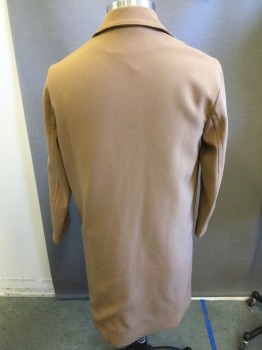 Womens, Coat, Trenchcoat, BABATON, Camel Brown, Polyester, Spandex, Solid, M, Button Front, Collar Attached, Pockets ,
