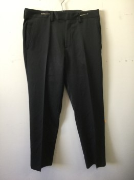 REACTION/K. COLE, Black, Polyester, Solid, Flat Front, Tab Waist, 4 Pockets, Belt Loops, Straight Leg