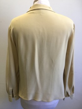 NORDSTROM, Tan Brown, Silk, Solid, Button Front, Shell Buttons, 4 Ply Silk, Long Sleeves, Notched Lapel,