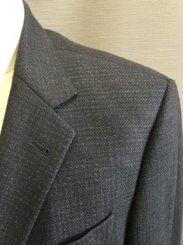 JOSEPH ABBOUD, Black, Gray, Wool, Tweed, Appears Almost Striped, Single Breasted, Collar Attached, Notched Lapel, 2 Buttons,  3 Pockets