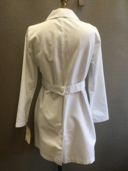 GREY'S ANATOMY, White, Poly/Cotton, Solid, 4 Buttons, 3 Pockets, Notched Lapel, Belt Insert, Womens