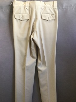 N/L, Khaki Brown, Wool, Solid, Flat Front, Slanted Pockets, Thick Belt Loops with Pointed Ends,