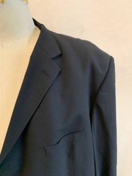TALLIA UOMO, Black, Wool, Solid, Single Breasted, Collar Attached, Notched Lapel, 3 Buttons,  3 Pockets