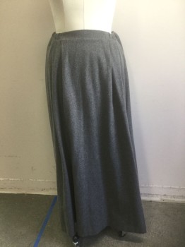 N/L MTO, Medium Gray, Wool, Solid, Drawstring Waist at Back and Sides, Double Pleats at Either Side of Front, Floor Length, Made To Order