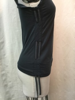 Womens, Top, ALL SAINTS, Charcoal Gray, Cotton, Polyester, Solid, S, Charcoal Gray, Scoop Neck, Sleeveless, Adjustable Tie Sides