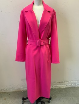 VINCE CAMUTO, Fuchsia Pink, Polyester, Solid, Stretch Twill, Lightweight, Unlined, Notched Lapel, No Closures, Ankle Length, 2 Pockets at Hips, Belt Loops, **With Matching BELT