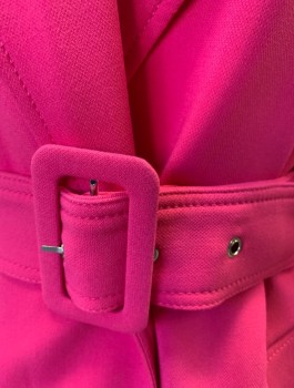 VINCE CAMUTO, Fuchsia Pink, Polyester, Solid, Stretch Twill, Lightweight, Unlined, Notched Lapel, No Closures, Ankle Length, 2 Pockets at Hips, Belt Loops, **With Matching BELT
