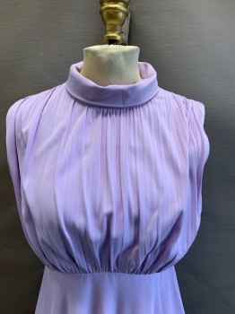 MTO, Lavender Purple, Polyester, Solid, Sleeveless, Empire Waist, High Neck, Center Back Zipper,