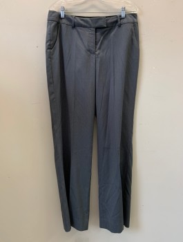 Womens, Suit, Pants, ANNE KLEIN, Gray, Polyester, Rayon, Heathered, 10, Flat Front, 4 Pockets, Belt Loops,