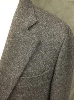 Mens, Coat, Overcoat, N/L, Charcoal Gray, Wool, Heathered, 42R, Single Breasted, Collar Attached, Notched Lapel, Hand Picked Collar/Lapel, Long Sleeves, 3 Pockets