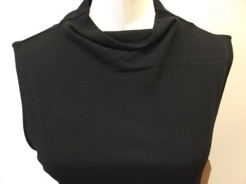 ANNE KLEIN, Black, Rayon, Polyester, Solid, Sleeveless, Slight Cowl, Pull Over