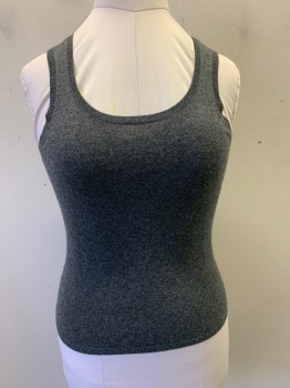 ANN TAYLOR, Gray, Cashmere, Heathered, Gray Heathered Cashmere, Sleeveless, Scoop Neck