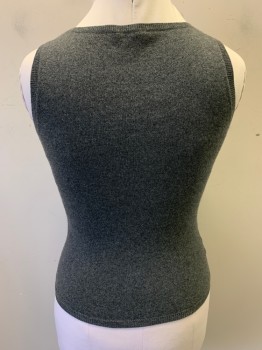 ANN TAYLOR, Gray, Cashmere, Heathered, Gray Heathered Cashmere, Sleeveless, Scoop Neck