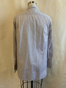 Womens, Blouse, ISABEL MARANT, White, Gray, Cotton, Stripes, 34, Collar Attached, Button Front, Long Sleeves, 1 Button Cuffs