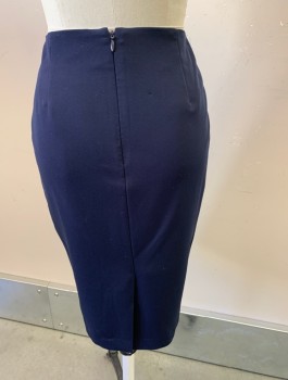 Womens, Suit, Skirt, TOMMY HILFIGER, Navy Blue, Polyester, Rayon, Solid, 2, Zipper Pockets, Kick Pleat in Back