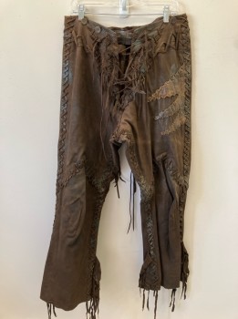 MTO, Dk Brown, Leather, Lace Up CF & CB, Left Thigh Patch Detail, Right Back Thigh Lacing Detail, Fringe/Tassels