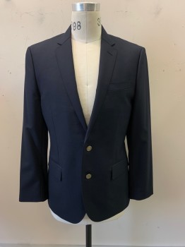 Mens, Sportcoat/Blazer, J. CREW, Navy Blue, Wool, Viscose, Solid, 38S, Single Breasted, 2 Buttons, Notched Lapel, 3 Pockets,
