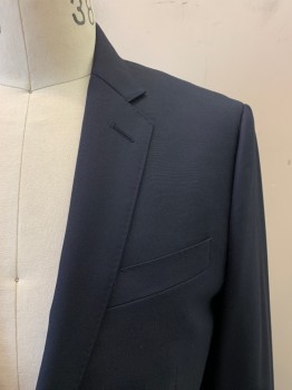Mens, Sportcoat/Blazer, J. CREW, Navy Blue, Wool, Viscose, Solid, 38S, Single Breasted, 2 Buttons, Notched Lapel, 3 Pockets,