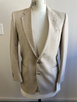 Z&Z, Beige, Lt Gray, Wool, Stripes, SB. 2 Btns, Notched Lapel, Woven, 2 Welt Pocket, 1 Chest Pkt, 3 Btn Cuffs